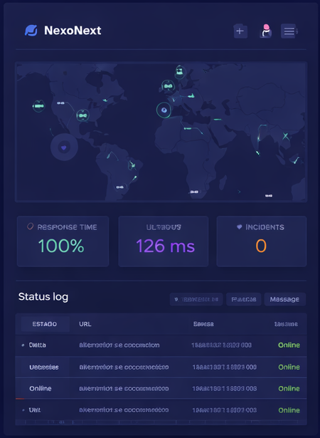 Dashboard principal de Uptime Monitor en NexoNext
