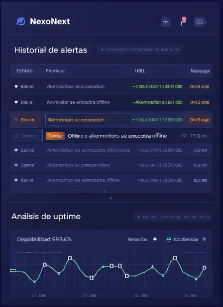 Panel de alertas y supervisión en Uptime Monitor